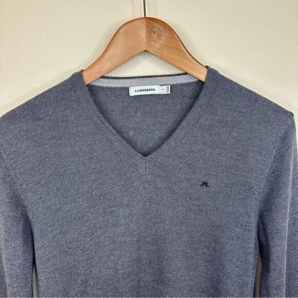 J. Lindeberg Lymann True Merino Gray Melange Sweater Mens Size S - Picture 4 of 12